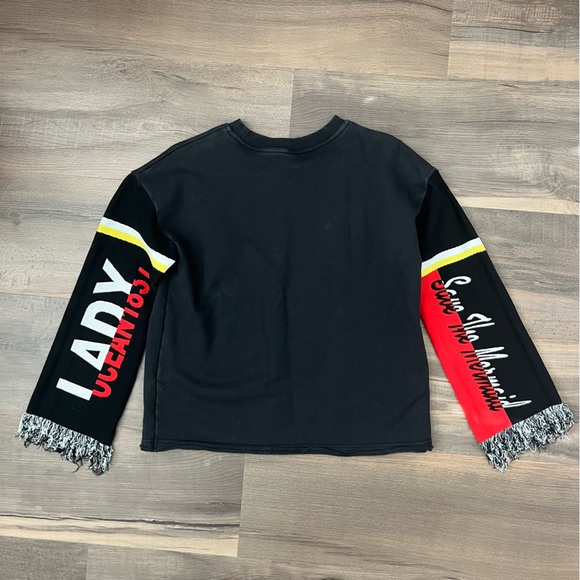 MO&Co. Women's Pullover Save the Mermaid Sleeve Black Size Medium - Picture 11 of 13